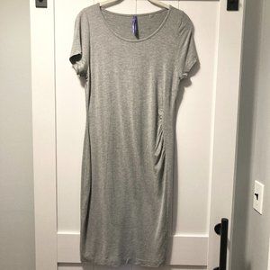 Seraphine Giovanna Ruched Maternity T-Shirt Dress Size US 8/UK 12 Heather Gray